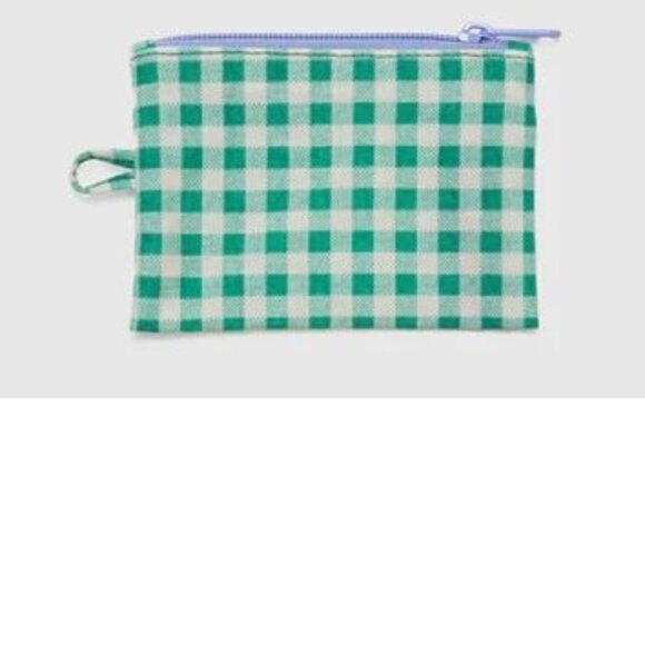NWOT Baggu Flat Pouch Small - Green Gingham - Picture 4 of 4